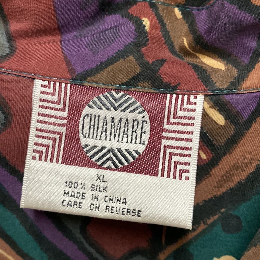 Chiamare Silk Abstract Print Button Down Shirt Xl - image 2